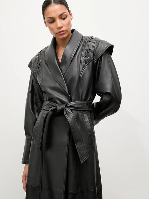 Answear.LAB płaszcz skórzany kolor czarny