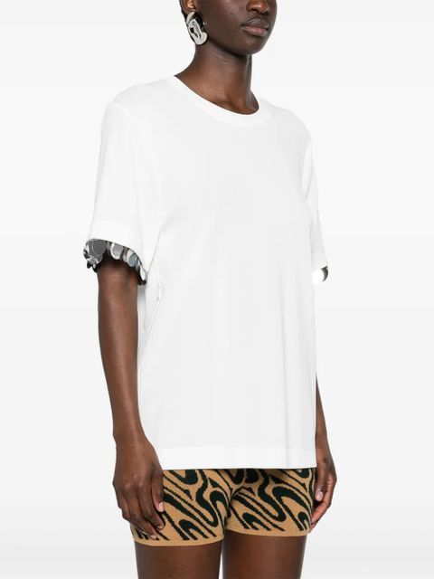 Rabanne paillette-embellished crepe T-shirt - White