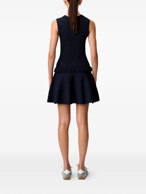 Claudie Pierlot scalloped ruffled knitted dress - Blue