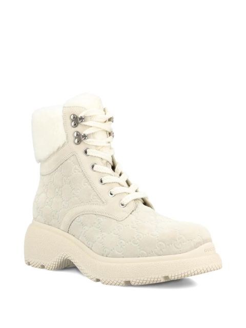 Gucci logo-pattern lace-up fastening boots - Neutrals - zdjęcie produktu nr 2