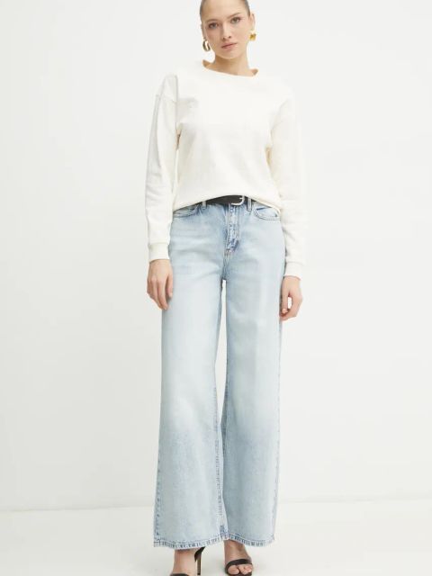 Armani Exchange bluza damska kolor beżowy wzorzysta 8NYMLG YJE5Z