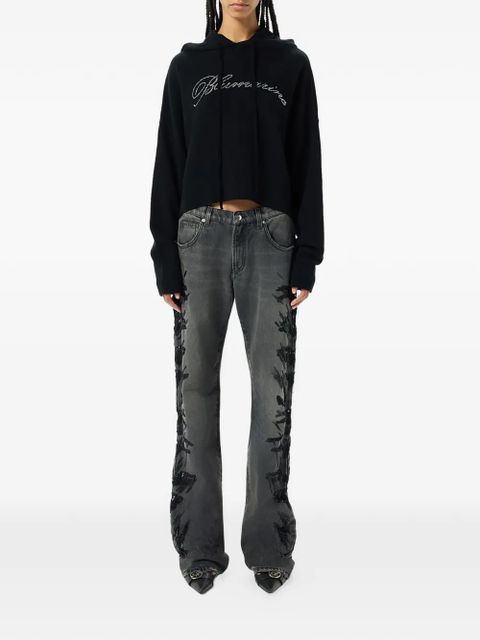 Blumarine rhinestone-embellishment hoodie - Black