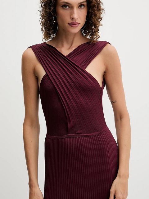 Twinset sukienka kolor bordowy maxi rozkloszowana 252TP3160