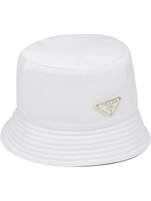 Prada logo bucket hat - White