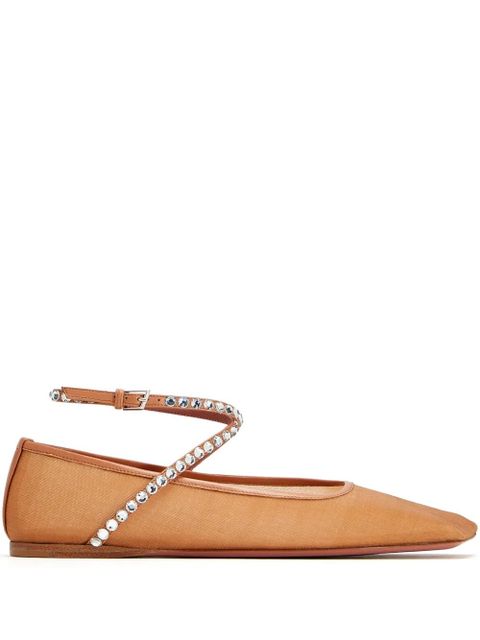 Amina Muaddi mesh ballerina shoes - Brown - zdjęcie produktu nr 1