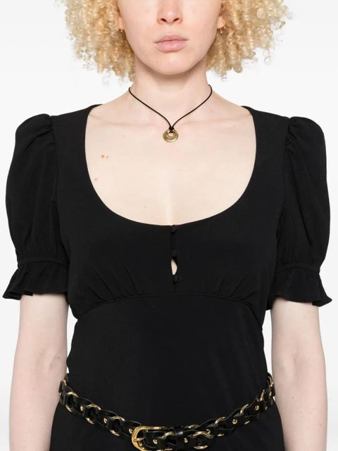 Chloé puff-sleeve button-front midi dress - Black