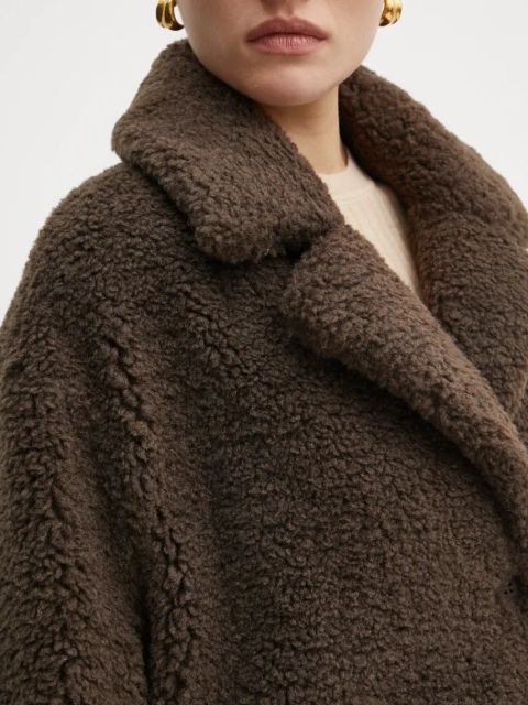 Guess płaszcz ALINA damski kolor brązowy przejściowy W3BL86 WF2C2