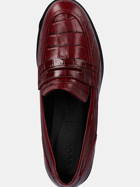 Ecco mokasyny skórzane Dress damskie kolor czerwony na płaskim obcasie 209803-01065