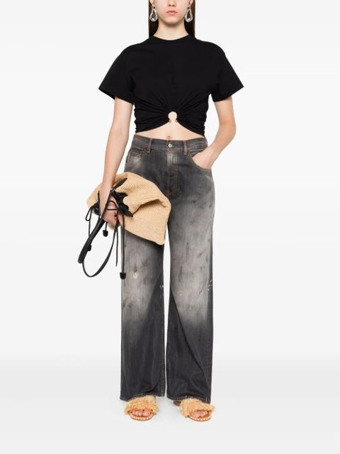 Rabanne ring-detail T-shirt - Black