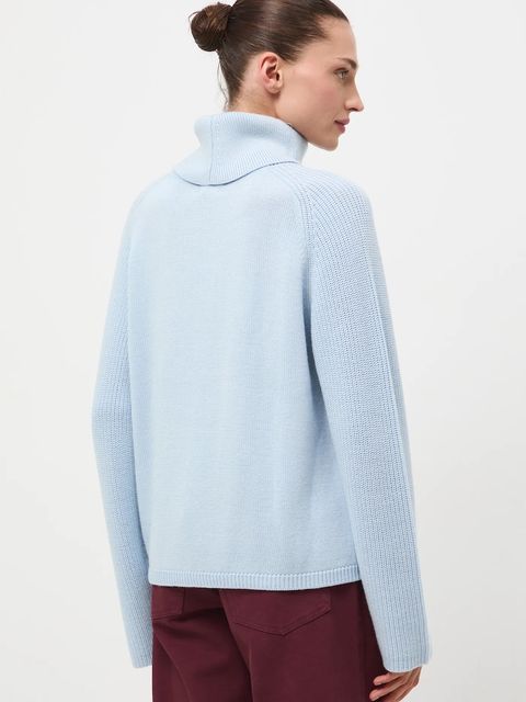 Medicine sweter z wełny merino kolor niebieski z golfem - zdjęcie produktu nr 2