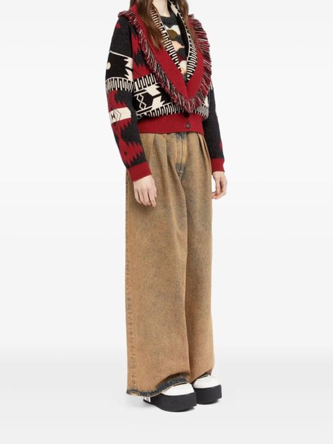 Alanui Icon Jacquard fringe cardigan - Red