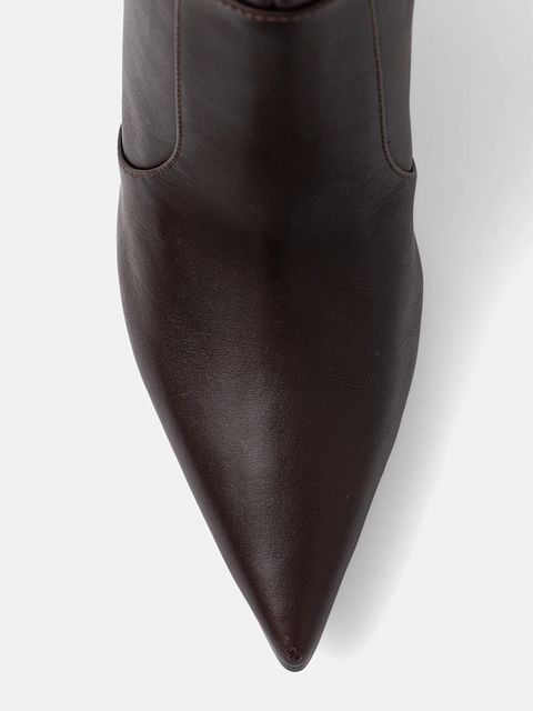 Guess kozaki skórzane NARIEL damskie kolor brązowy na słupku FLFNRL LEA11