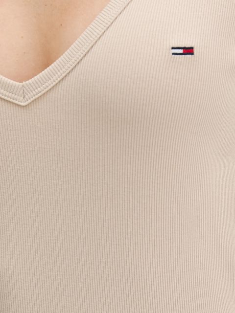 Tommy Jeans t-shirt damski kolor beżowy DW0DW17385