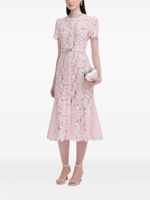Self-Portrait lace bow-embellished midi dress - Pink