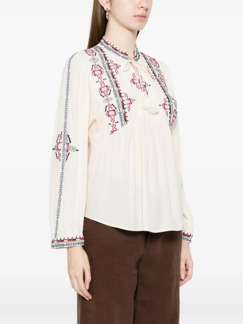 Ba&Sh embroidered tassel blouse - Neutrals
