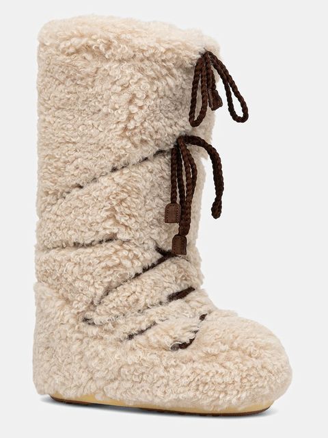 Moon Boot śniegowce MB ICON CURLY EXTRA kolor beżowy 80D1403070 L007 - zdjęcie produktu nr 1