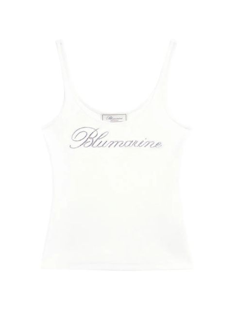 Blumarine logo-embroidered top - White - zdjęcie produktu nr 1