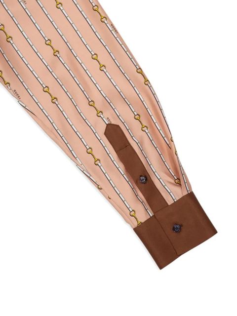 Gucci horsebit stripe silk shirt - Pink - zdjęcie produktu nr 2