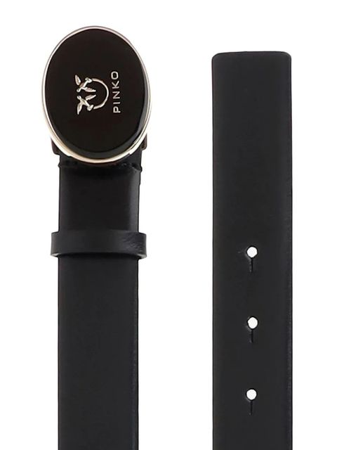 PINKO logo-plaque leather belt - Black
