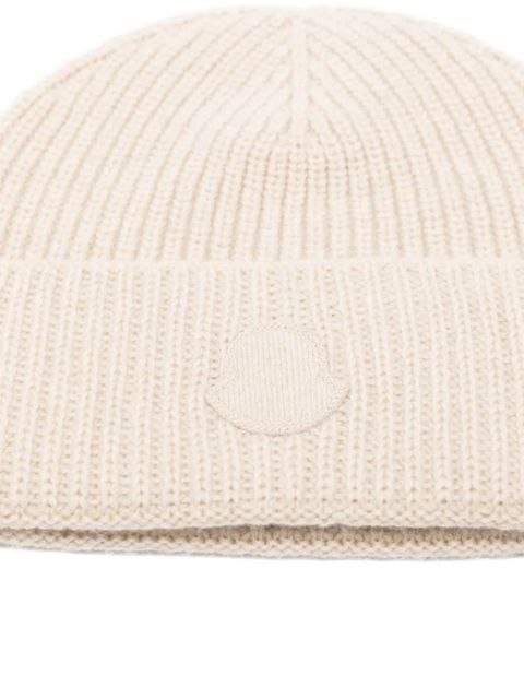 Moncler ribbed logo-patch beanie - Neutrals - zdjęcie produktu nr 2