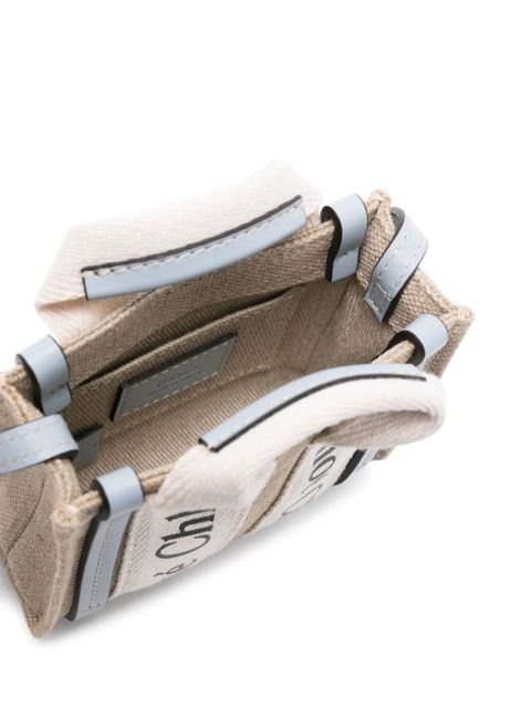 Chloé Woody linen mini bag - Neutrals