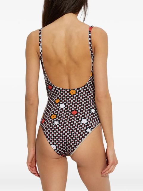 MM6 Maison Margiela floral-print swimsuit - Black