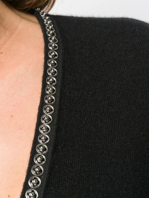 Saint Laurent embellished trim cardigan - Black