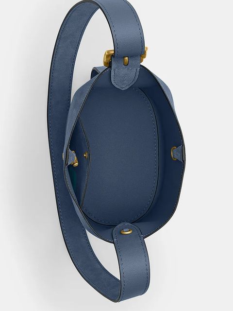 Coach torebka zamszowa Suede Bleecker Bucket 21 kolor niebieski CCW84