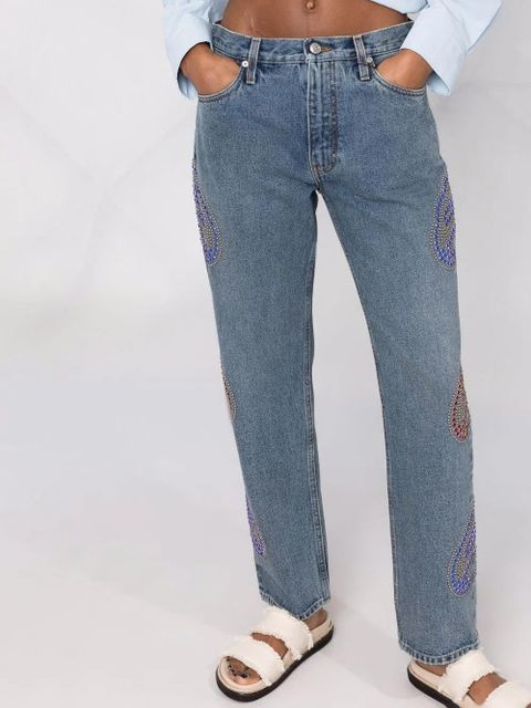 ETRO rhinestone-embellished paisley jeans - Blue