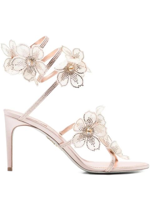 René Caovilla Floriane flowers strass embellished heeled sandals - Pink - zdjęcie produktu nr 1
