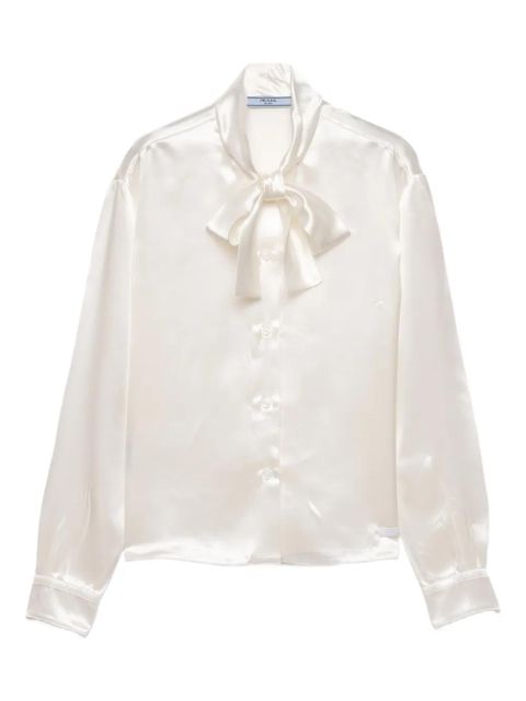 Prada scarf-collar satin shirt - White - zdjęcie produktu nr 1