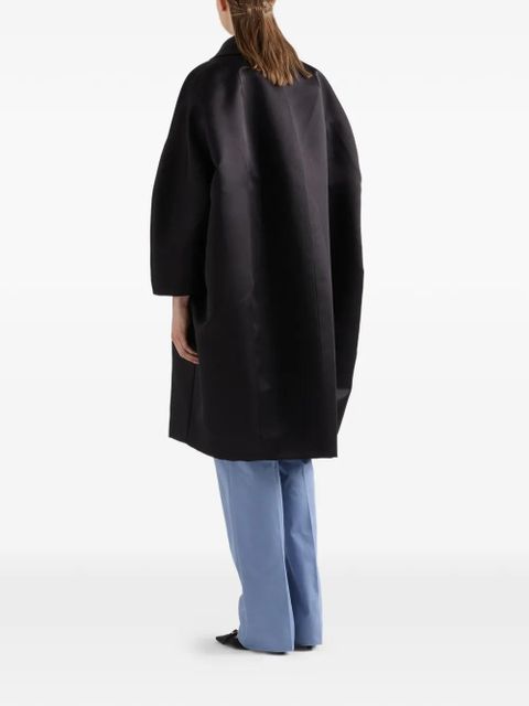 Prada single-breasted double satin coat - Black