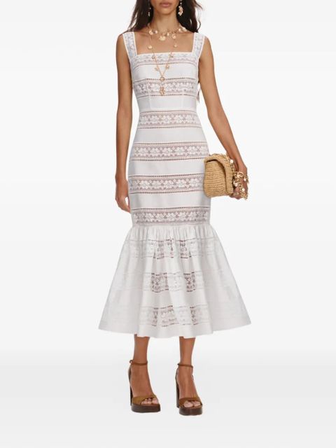 Self-Portrait lace-insert ruffled dress - White - zdjęcie produktu nr 2