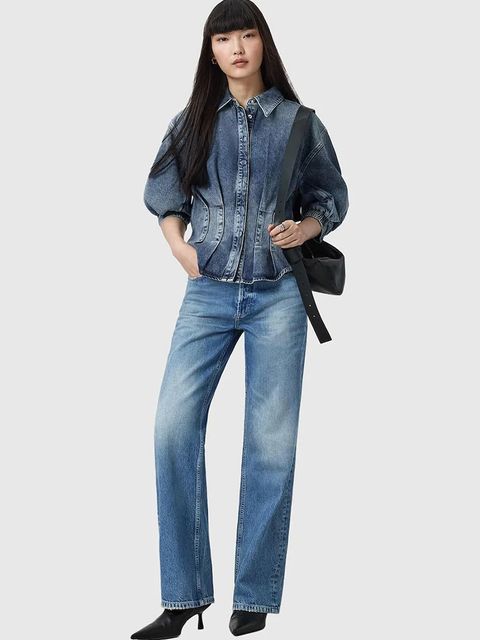 AllSaints jeansy BROOKLYN damskie high waist W027ED