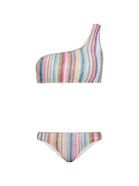 Missoni zigzag-knit one-shoulder bikini - White - zdjęcie produktu nr 1