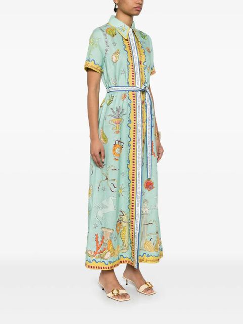 ALEMAIS Surrealist Summer shirt dress - Green