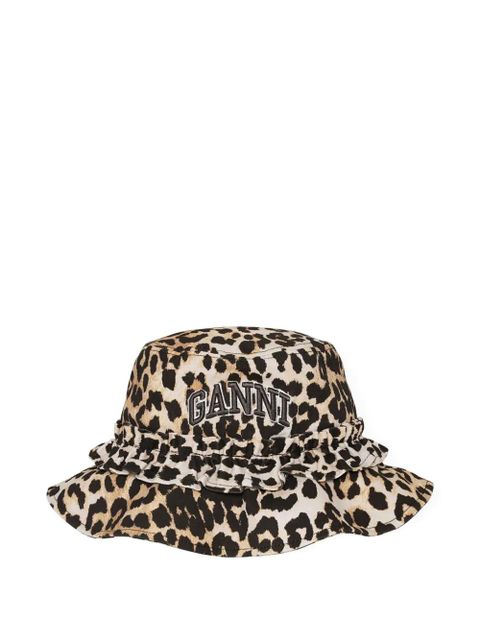 GANNI logo-embroidered bucket hat - Brown - zdjęcie produktu nr 1