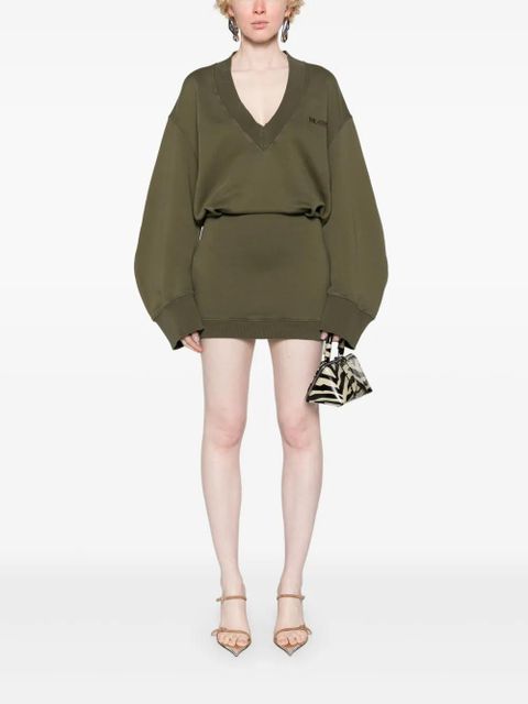 The Attico logo-lettering jersey minidress - Green - zdjęcie produktu nr 2