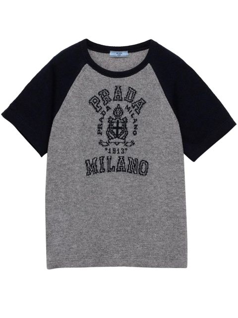 Prada logo-intarsia T-shirt - Grey - zdjęcie produktu nr 1