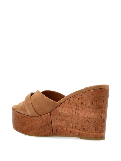 Jimmy Choo Leda criss-cross buckle wedge mules - Neutrals