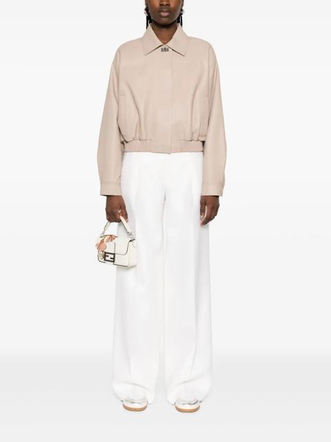 FENDI leather bomber jacket - Neutrals