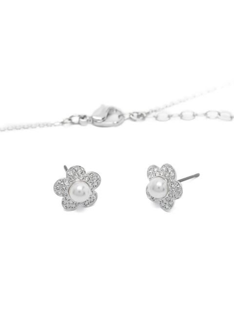 Swarovski crystal flower jewellery set - Silver