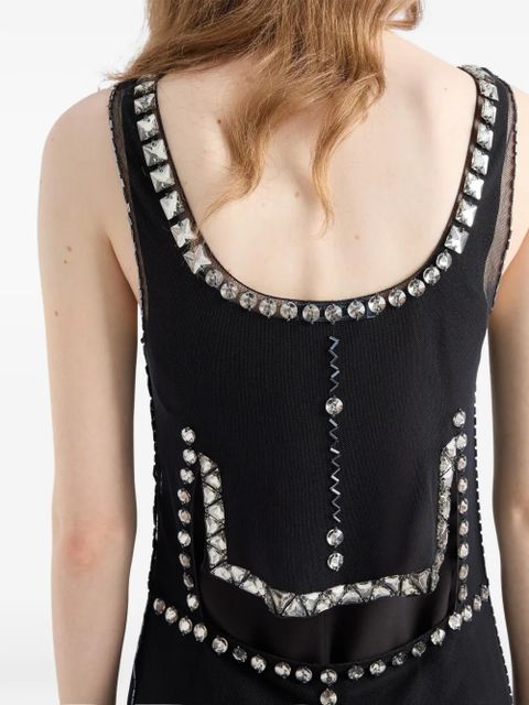 Prada embroidered tulle mini-dress - Black