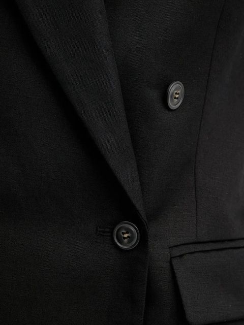 Ivy Oak marynarka lniana JASEMINA ROSE kolor czarny dwurzędowa gładka IO119125