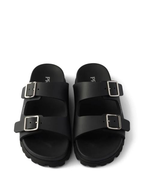 Prada metal buckle strap sandals - Black