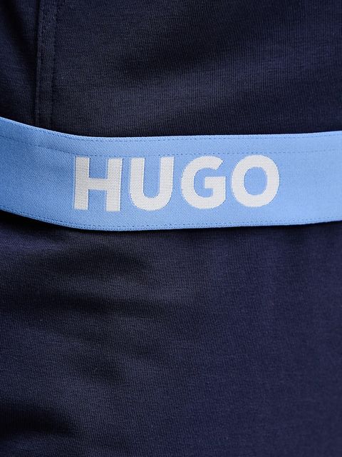 HUGO bluza damska kolor granatowy z kapturem gładka