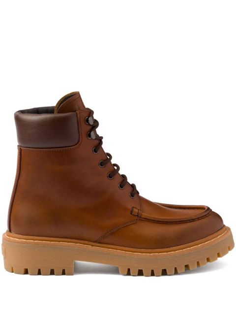 Prada lug-sole leather boots - Brown - zdjęcie produktu nr 1