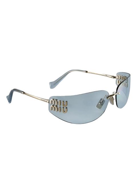 Miu Miu Eyewear logo-plaque rimless sunglasses - Blue - zdjęcie produktu nr 2