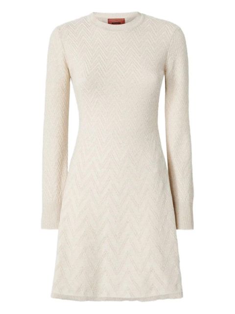 Missoni zigzag-pattern long-sleeve mini dress - Neutrals - zdjęcie produktu nr 1