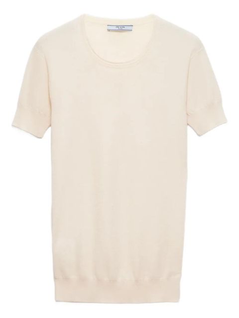 Prada triangle-logo short-sleeve sweater - Neutrals - zdjęcie produktu nr 1
